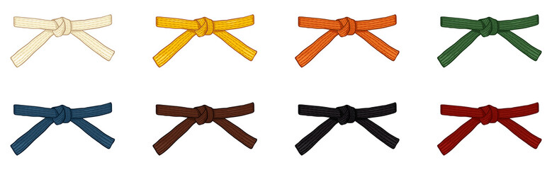 Vector Set of Cartoon Color Karate Belts. © nikiteev