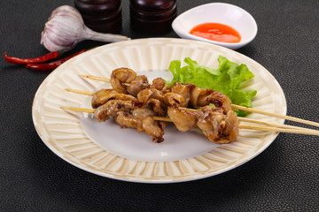 Chicken skin skewer