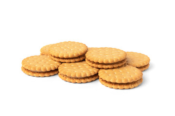 Cookies with milk filling isolated on white background