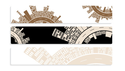 banners set with graphic urban sequence in gold ivory black