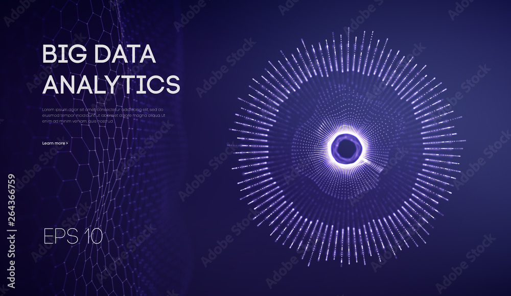 Poster big data visualization. background 3d .big data connection background. cyber technology ai tech wire