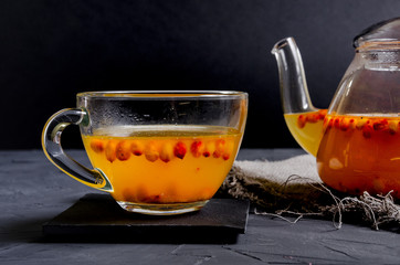 Sea buckthorn tea with ginger, berries and cinnamon