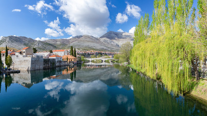 Fototapeta na wymiar Panoramic view at Old town of Trebinje and Trebisnjica river, Bosnia and Herzegovina