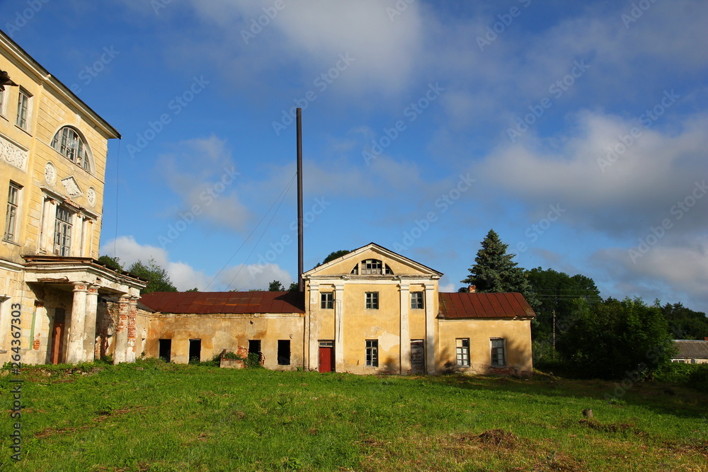 Sticker ruins old manor house, russia