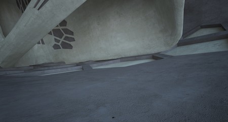 Abstract white and concrete interior. 3D illustration and rendering.