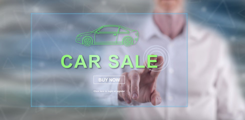 Man touching a car sale concept