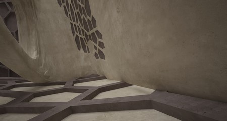 Abstract white and concrete interior. 3D illustration and rendering.