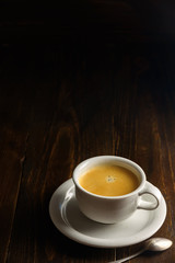 Black coffee on dark background