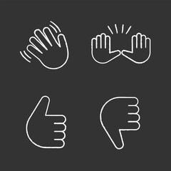 Hand gesture emojis chalk icons set © bsd studio