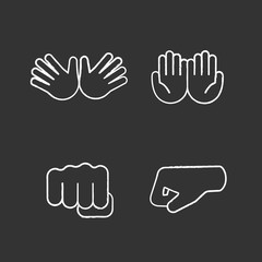 Hand gesture emojis chalk icons set