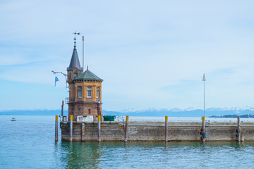 The harbor and pier of Konstanz (Constance) on Lake Constance (Bodensee)