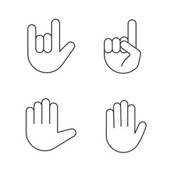 Hand gesture emojis linear icons set