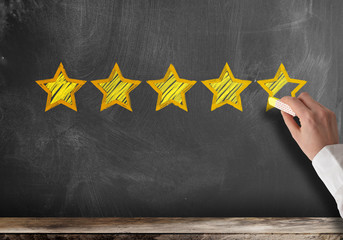 excellent five star customer feedback or client service rating on blackboard
