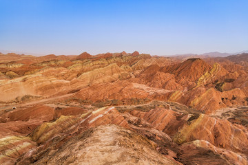 Fototapeta na wymiar colourful sandstone mountains in China.