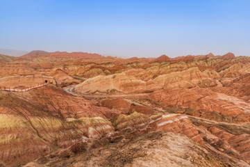 colourful sandstone mountains in China.