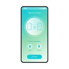 Data smart switch app mobile interface vector template