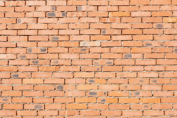 terracotta brick wall, horizontal layout, new brickwork, natural material