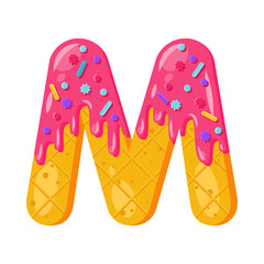 Donut cartoon M letter vector illustration