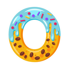 Donut cartoon O letter vector illustration