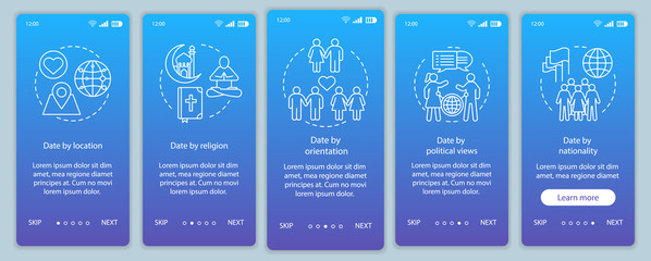 Online dating onboarding mobile app page template
