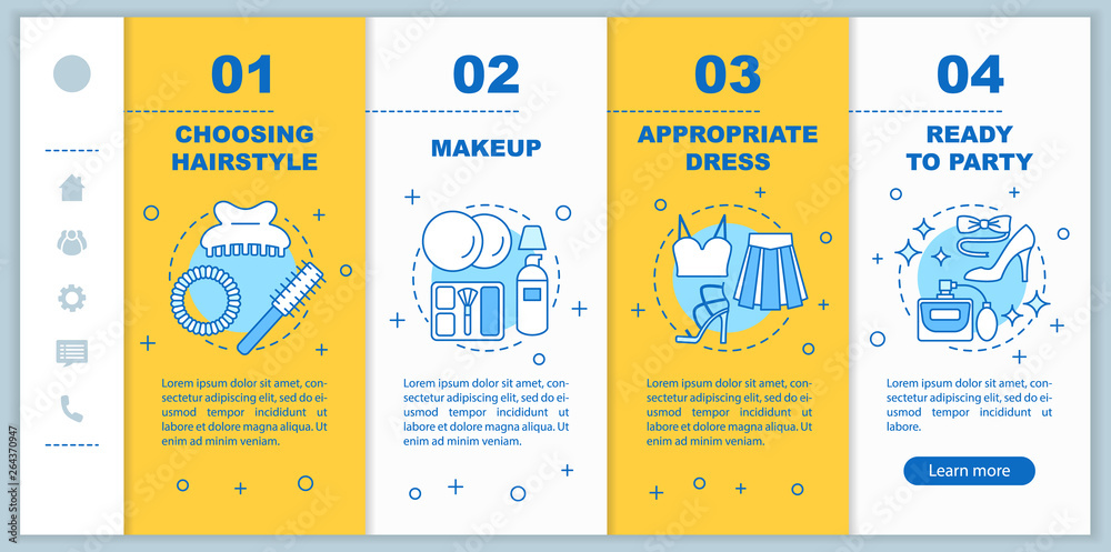 Wall mural getting ready for party onboarding mobile web pages vector template