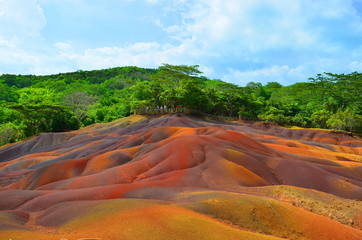 colorful sands in Mauritius