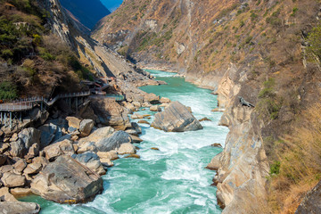 Tiger Leaping Gorge ,deepest mountain hole in world, in Lijiang, Yunnan Province, China.