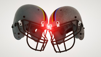 3d rendering. Two football helmets