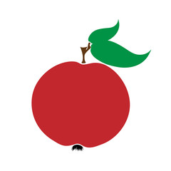Vector illustration of painted apple on white background. Symbol of fruit, food,vegetarian,vegan.