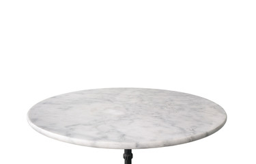 white marble stone table top isolated on white background