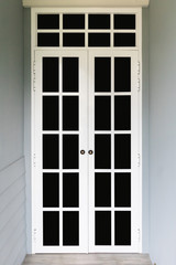 White front door with windows