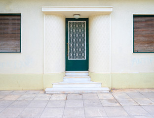 vintage house entrance door, Plaka old neighborhood,  Athens Greece