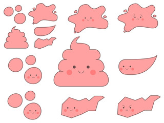 Cute poop illustration set