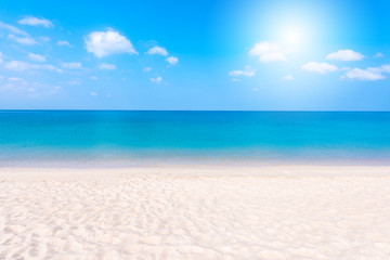 Fototapeta na wymiar Relaxing Landscape view of white beach, clear sea and blue sky