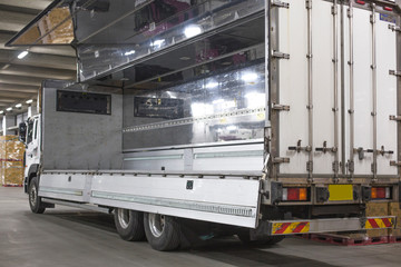 Logistics Truck. side view of a opened truck.