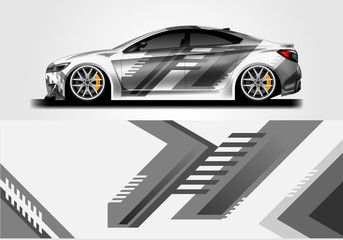 Livery decal car vector , supercar, rally, drift . Graphic abstract stripe racing background . File ready to print and editable . 