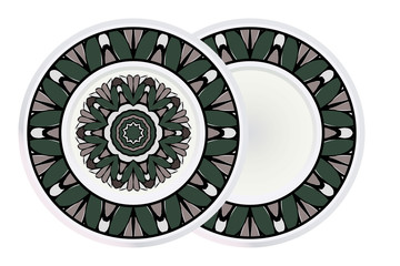 Set of two Round Mandala and frame. For Coloring Book, Greeting Card, Invitation, Tattoo. Anti-Stress Therapy Pattern. Vector Illustration