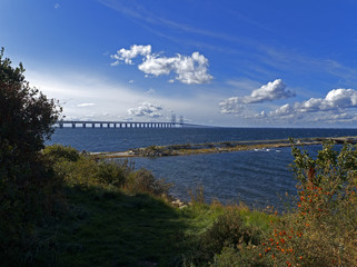 Öresund Brücke. Blick von Malmö, Schweden.