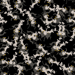 Urban UFO camouflage of various shades of grey, black and yellow colors