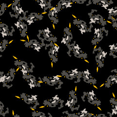 Urban UFO camouflage of various shades of grey, black and yellow colors