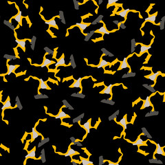 Urban UFO camouflage of various shades of grey, black and yellow colors