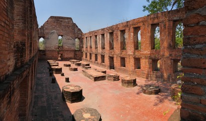 Ancient city of Ayutthaya was the second capital of the Siamese Kingdom the city wad razed destroyed by the Burmese now an archaeological ruin, characterized by the remains of tall prang which are now
