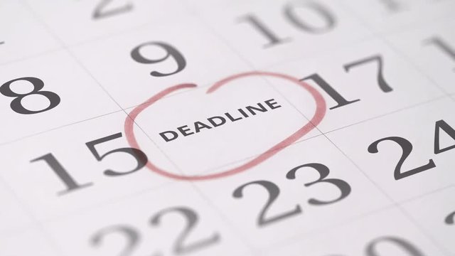 Marked the sixteenth 16 day of a month in the calendar transforms into DEADLINE text