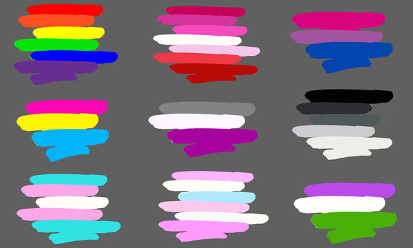 Set Of Different Flags Of Lgbt Community On Dark Background. Vector Illustration Of Gay Pride Flag.