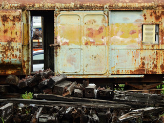 old train container with in abandoned place