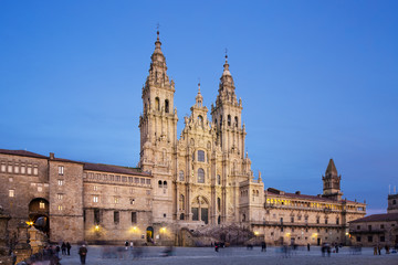 Fototapeta na wymiar Santiago de Compostela Cathedral view from Obradoiro square