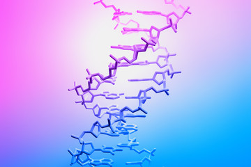 DNA helix on pink blue background