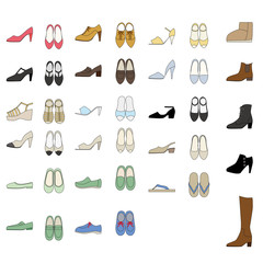 Illustration set of shoes for women.
