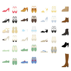 Illustration set of shoes for women.