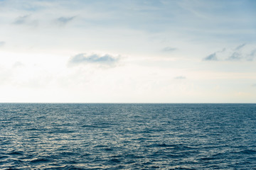 Obraz premium Seascape picture. The sky with clouds, waves on sea surface. Excitement at seaiew from cabin balconies at rough seas and waves off side of cruise ship